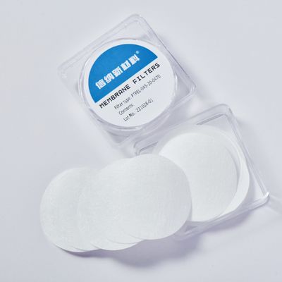 品質  Hydrophobic Polytetrafluoroethylene PTFE Membrane Disc Filter 0.45µm 25mm Dia 工場